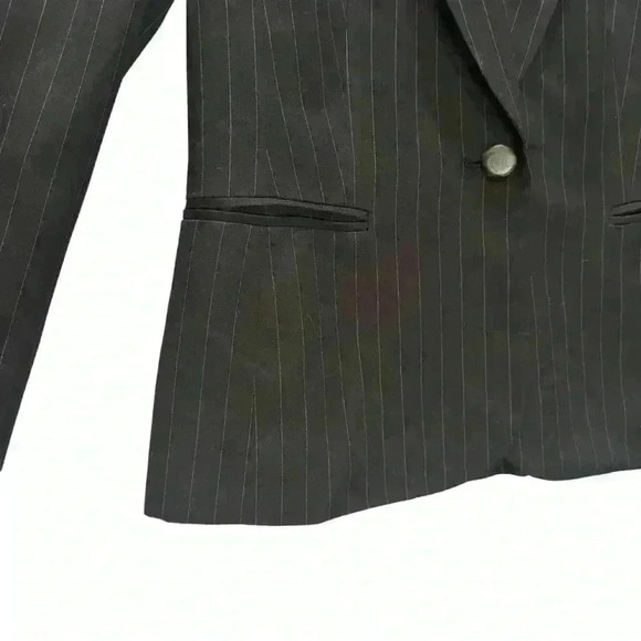 Jones New York Suit Jacket Blazer Black With Brown Pinstripe Lined Women’s 8P - Picture 3 of 11